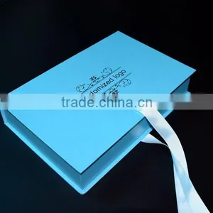 Top Sale Blue Small Folding Gift Hat Shoe Box With Ribbon Close thumbnail-6