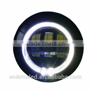 4-1/2" Halo Black LED Auxiliary Spot Fog Passing Lights Lamps Pair Harley Motorcycle thumbnail-2
