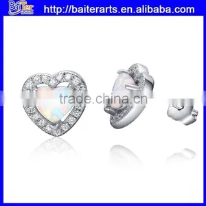Women 925 Sterling Silver Circle Fire Opal Stone Fashion Designer Earring Wholesale thumbnail-4
