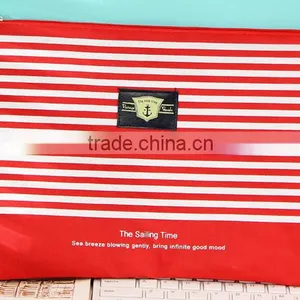 Striped Printing Polyester A4 Document Bag With Zipper thumbnail-2