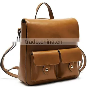 New Arrival Fashion Brown Leather Backpack With Many Pockets thumbnail-1