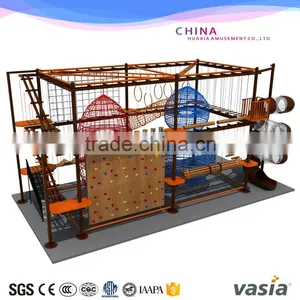 Kids Indoor High Adventure Play Equipment Indoor Obstcle Rope Coures With Climbing Wall thumbnail-1