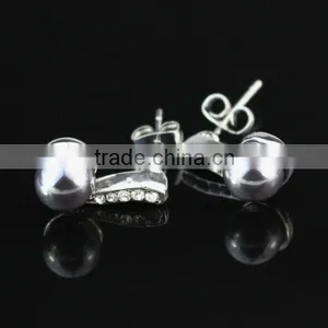 Austrian Crystal Black Pearl Stud Earrings thumbnail-4