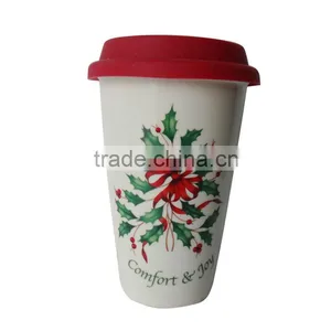 Factory Wholesale Ceramic Travel Mugs With Silicone Lid Printing Machine thumbnail-2