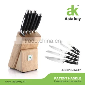 Pro " S " Knife 6-piece Set With Oak Wood 5-Slot Mobile Knife Block Quality Choice thumbnail-1