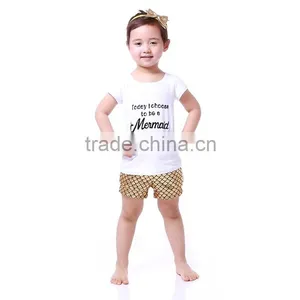 Kids Clothes Girls Mermadi Set Gold Mermaid Short Set thumbnail-1