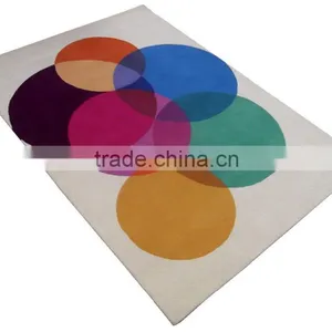 Modern Designs Hand Tufted Cut Pile Cream/Multi Colour Wool Carpets thumbnail-2