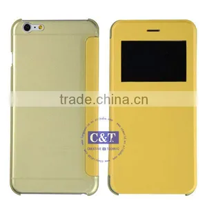 C&T Transparent Back Smartphone Smart Window Folio Wallet Case Slim Flip Leather Case For Apple IPhone 6 4.7 Inch thumbnail-2