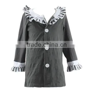 Wholesale OEM Design Stripes Ruffle Cotton Clothes for Kids Long Sleeve Winter Baby Coat thumbnail-1