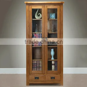 Solid Oak Wood Glass Display Cabinet thumbnail-2