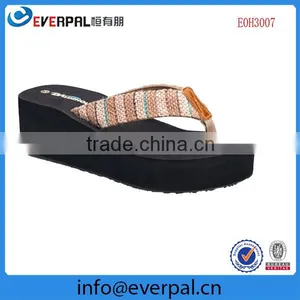 Ladies Black Platform Flip Flop Sandals Cute Wedge Slipper thumbnail-1