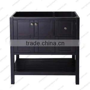 24" Wooden Bathroom Furniture Cabinet With Frame Mirror Bespresso Finish thumbnail-5