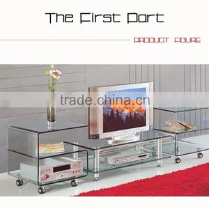 Chinese Factory Tempered Glass Acrylic Coffee Table With Wheels thumbnail-5