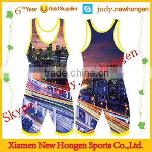 Lycra Cool Dry Wrestling Singlets, Sublimation Wrestling Singlets for Sale thumbnail-1