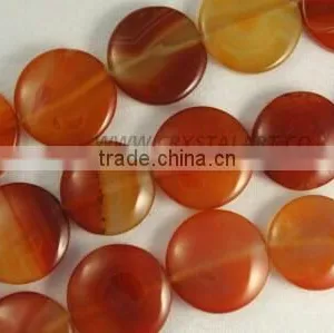 Red-Carnilian Flat Round Beads thumbnail-1