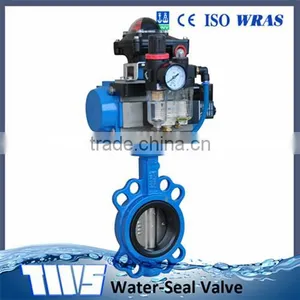 DN500 PN 10 Ductile Iron Pneumatic Wafer Butterfly Valve thumbnail-1