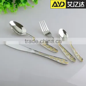 Spoon and Fork Set! Stainless Steel Gold Flatware thumbnail-1