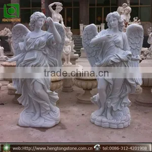 Large White Marble Angel Garden Statue thumbnail-1