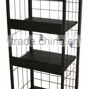 Collapsible Metal Basket Display Stand,wire Mesh Stacking Basket Stand,mobile Tiered Wire Basket Display Shelf thumbnail-1