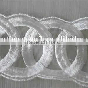 Good Sale Circle Pattern Silk White Polyester Embroidery Lace for Clothing thumbnail-3
