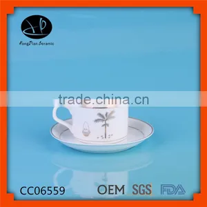 Arabic Turkish Coffee Tea Set , Tea Cup and Saucer Wholesale With Gold Rim thumbnail-1