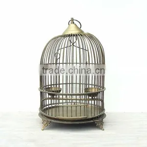 Antique Brass Bird Cage, Round Bird Cage, Hand Made Bird Cage, thumbnail-1