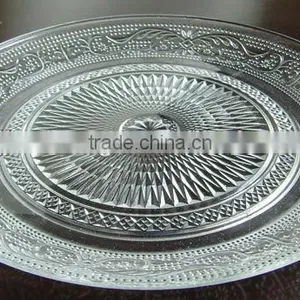 9" Clear Glass Dinner Cake Butter Plate With Flower Design thumbnail-1