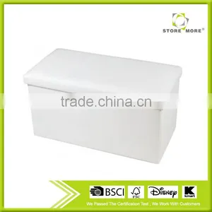 Best Selling White Faux Leather Foldable Easy Assembly Storage Ottoman thumbnail-1