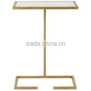 Simple Design Iron Black Color Metal End Table With Glass Top for Living Room High Grade Quality thumbnail-3