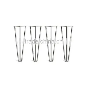 14 Inch 2 Rod Durable Chrome Hairpin Table Legs Metal Leg With Wood Top thumbnail-2