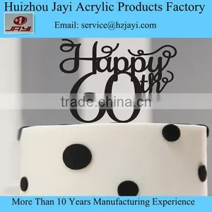 Cheap Birthday Cake Topper - Happy 60th - Acrylic Cake Topper thumbnail-1