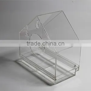 2017 Eco-friendly Factory Wholesale Custom Acrylic Window Bird Feeder, Transparent Hanging Wild Bird Feeder thumbnail-4