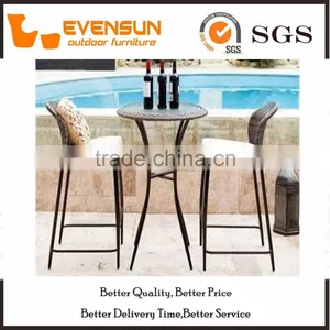 3PC Garden Bar Set Rattan Outdoor Wicker Furniture thumbnail-1