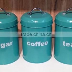 New Customized Pattern Kitchen Metal Caddy Tea Sugar Coffee Canister Jar With Bamboo Lid thumbnail-4
