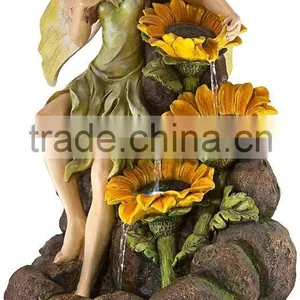 Garden Fairy With Sunflowers Handmade Fairy Garden Water Fountain thumbnail-3