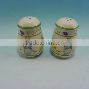 Round Easter Bunny Ceramic Salt and Pepper Shaker thumbnail-1