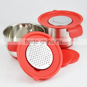 Wholesale Non-slip Stainless Steel Mixing Salad Bowl With Spout thumbnail-1