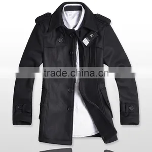 Man Slim Fit Long Style Wool Blend Jacket 2015 thumbnail-5