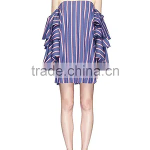 2017 Summer Cold Shoulder Stripe Shirt thumbnail-1