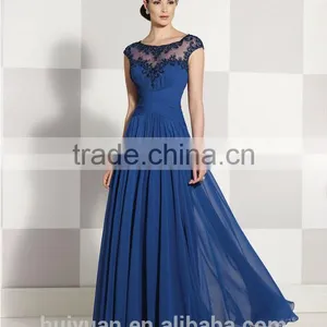 Most Fashion Chiffon Cap Sleeve Scoop Neck Full Length Beach Dress thumbnail-1