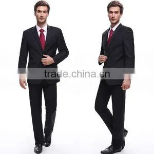 Latest Design Custom Made Black Wool Coat Pant Mens Suit thumbnail-1