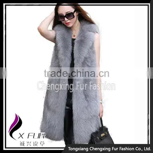 CX-G-B-17B China Supplier Fashion Women Fashion Fox Fur Long Fur Vest thumbnail-6