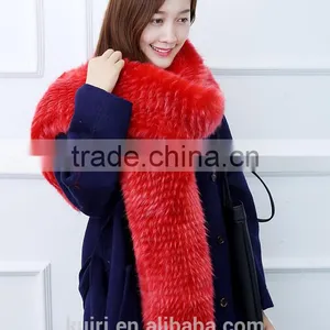 Womens Fur Scarfs Fashionable Luxury Runway Show 200cm Long Faux Fur Fox Fur Stole Collar Strip Patchwork Pashmina Scarf thumbnail-6