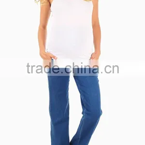 WHOLESALE MATERNITY CLOTHES LIGHT WASH FLAP POCKET FLARE MATERNITY PANTS thumbnail-1