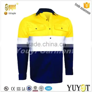 Hi-vis Lightweight Long Sleeve Closed Front Two Tone Cotton Work Shirts thumbnail-1