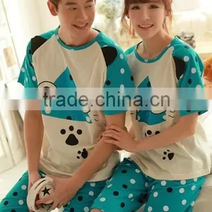 2015 Wholesale Blue Couple Summer Pajama Set thumbnail-1