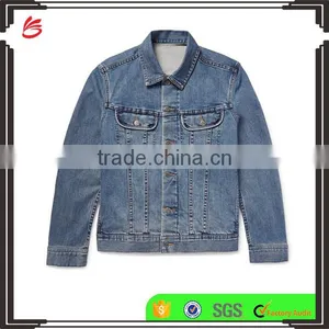 High Quality Endurable Mens Lapel Shawl Collared Button Closured Men's Denim Jeans Jacket With Two Chest Pockets thumbnail-1