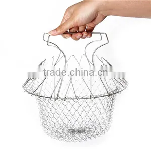 2016 New Arrival Hot Sale Foldable Steam Rinse Strain Fry Chef Basket Strainer Net Kitchen Cooking Too thumbnail-2