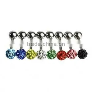 316l Surgical Steel cz Stone Tongue Barbell Anodized Industrial Body Piercing Jewelry, Fashion Tongue Barbell,tongue Rings thumbnail-1