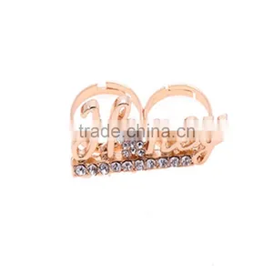 Gold-plated Rhinestone Honey Knuckle Double Finger Rings thumbnail-1